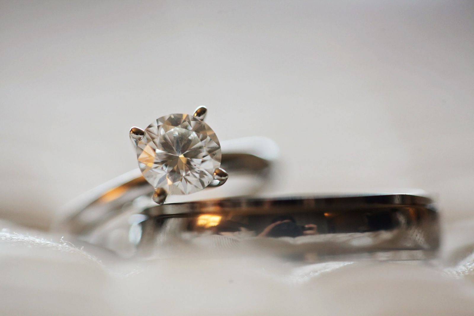 A round solitaire in a four-claw platinum setting